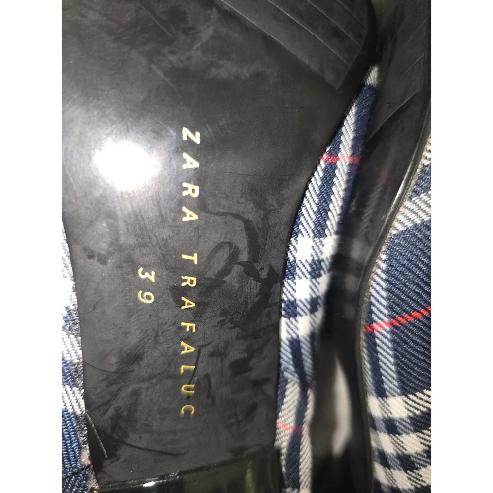 Zara Women Plaid Pointed Toe Kitten Heel Ankle Boots Size 8.5 - Picture 11 of 11